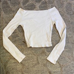 used twice, off the shoulder white brandy top
